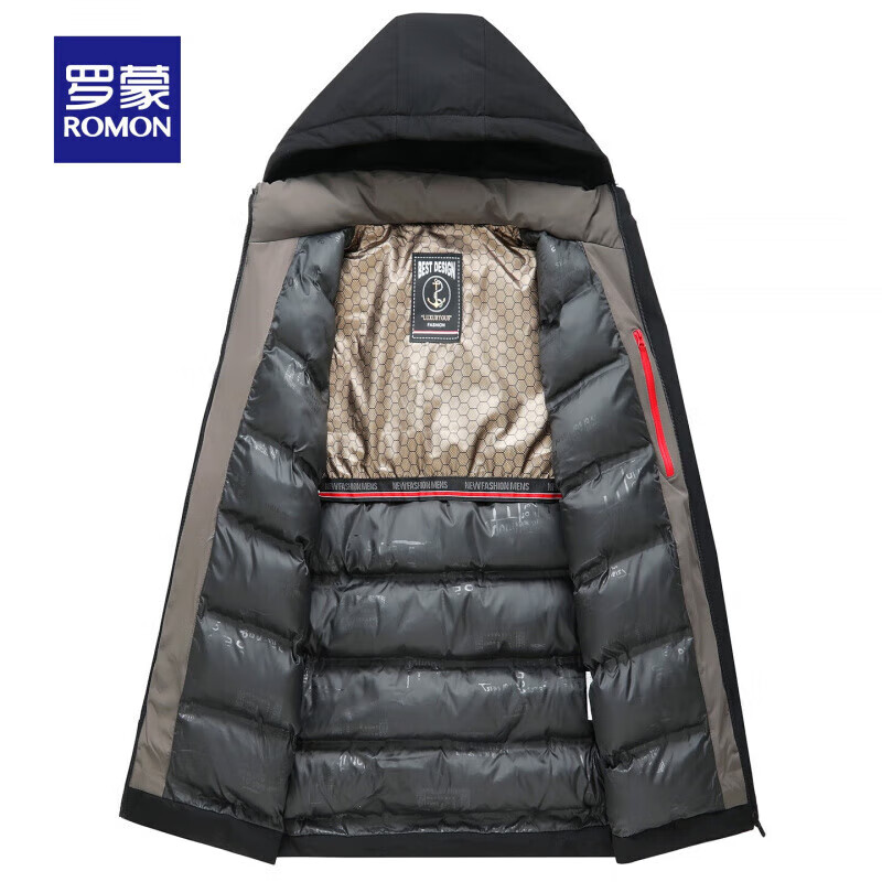 罗蒙(ROMON)含石墨烯棉服男冬季新款中青年商务通勤百搭可脱卸帽保暖棉衣男 藏青色 XL (180) 【建议135-150斤】