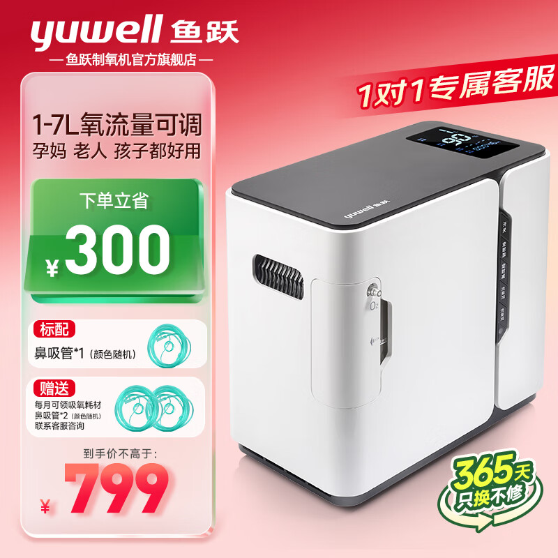 鱼跃(yuwell)制氧家用小型便携成人静噪轻音老人24小时造氧孕妇保健型制氧机 经典爆款|1-7L流量调节