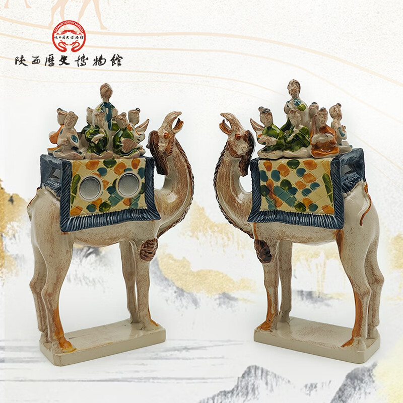 陕西歴史博物館陕西历史博物馆三彩载乐骆驼俑立体冰箱贴装饰磁吸纪念品西安礼物 三彩载乐骆驼俑立体冰箱贴