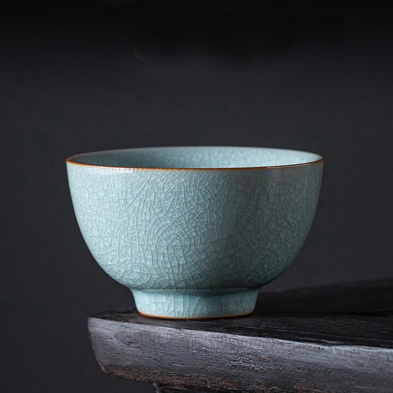 金鑲玉天青汝窯茶杯主人杯單杯茶具杯子套裝家用汝瓷品茗杯小號(hào)茶盞茶碗 汝窯冰花靜心主人杯 200mL以下