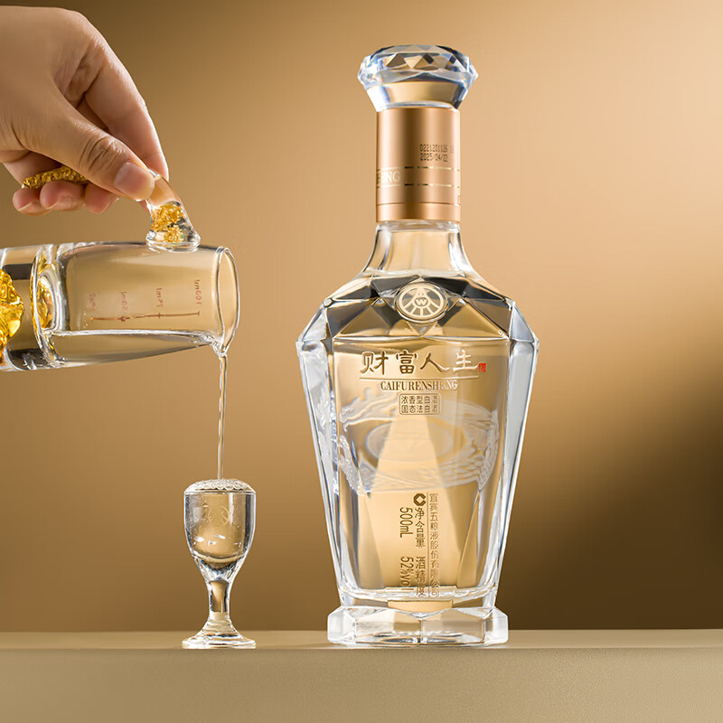五粮浓香股份出品 官方授权 优级酒 酒水礼盒送礼佳选 52度 500mL 2瓶 财富人生（含礼袋）