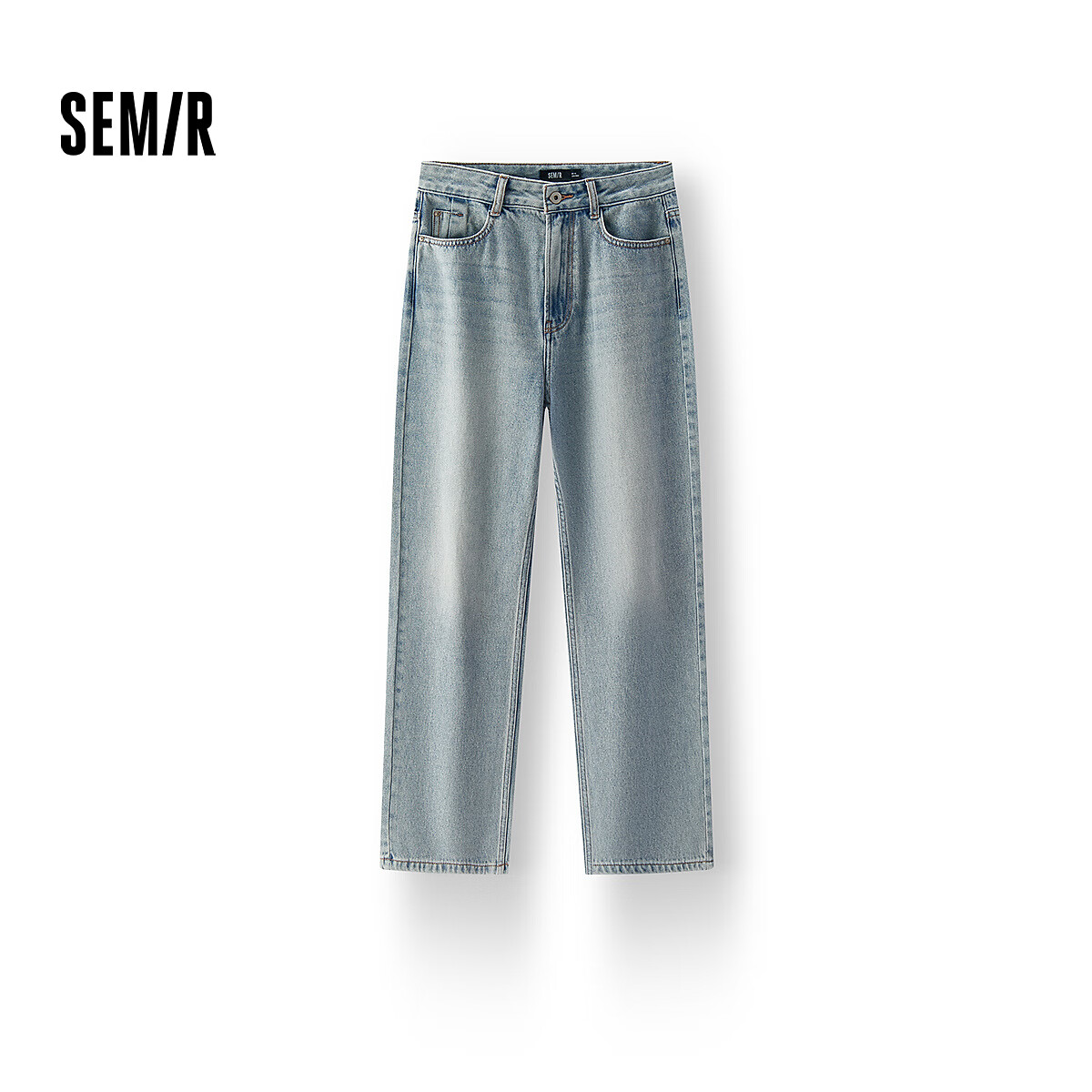 森马（Semir）森柔|森马牛仔裤女春季含莱赛尔做旧长裤舒适基础复古百搭阔腿裤 牛仔浅蓝88101 M 160/66A