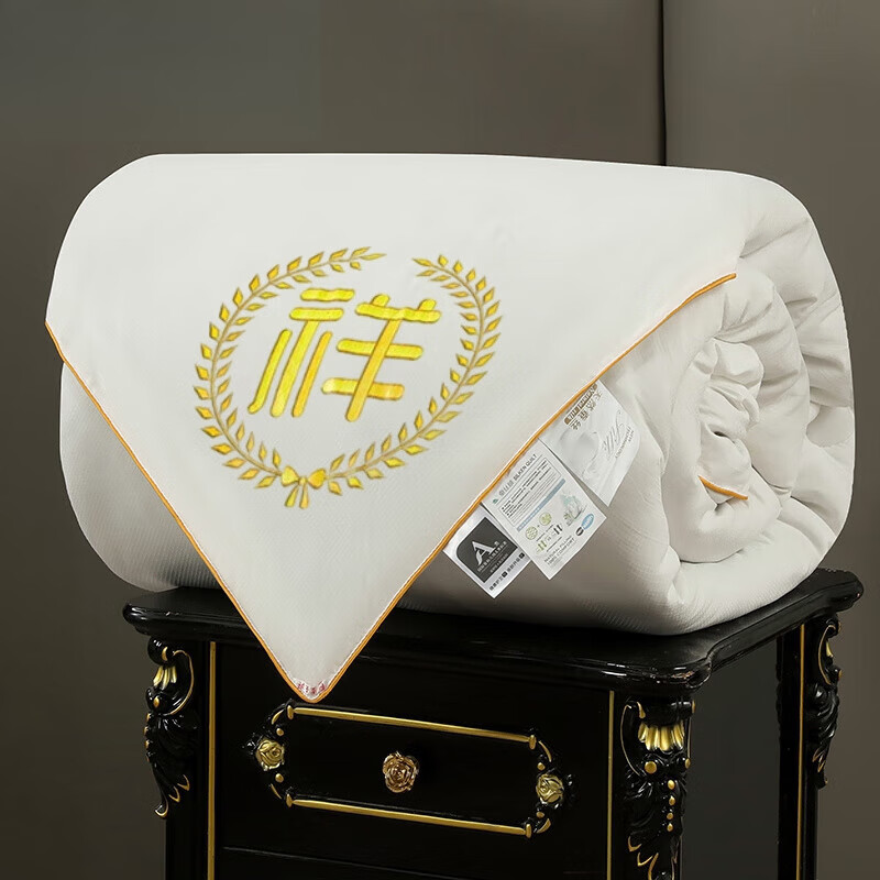 恒源祥正宗蚕丝被冬被10斤100桑蚕丝被子被芯棉被加厚保暖春秋被单双人 提花格调-白 150x200cm夏被2斤