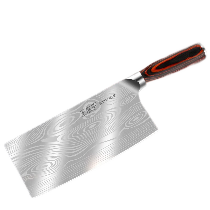 王麻子 大馬士革紋菜刀廚師專(zhuān)用刀 5鉻鉬釩鋼刀具切片砍骨刀斬切兩用刀 水果刀【削瓜果刀】