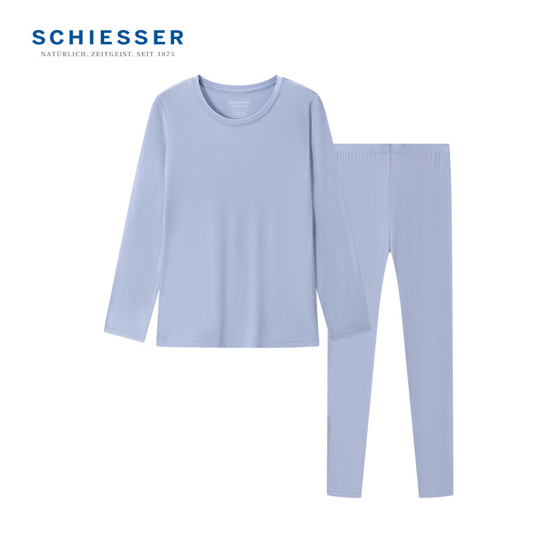 舒雅（Schiesser）男女款圆领3A抗菌长袖长裤保暖内衣套装E5/23887W 女款E0/23932W灰紫 M