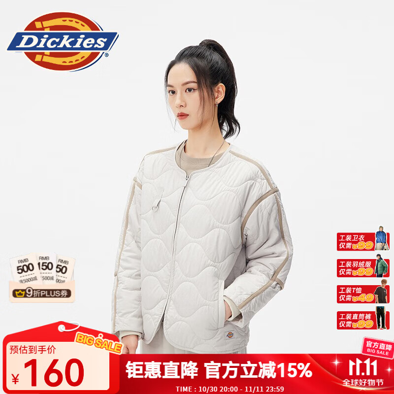 dickies 女士棉服外套 保暖上衣夹克易穿搭10803 米灰色 （宽松版型） XL