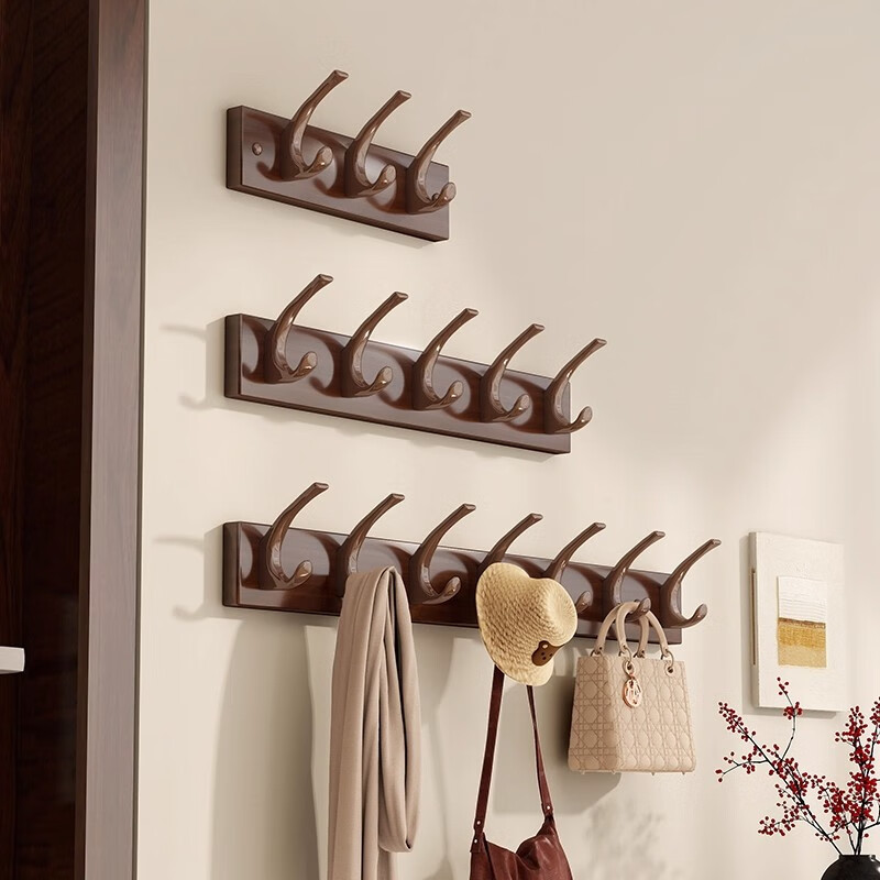 美竹乐挂衣架墙上壁挂入户门后创意免打孔挂钩简易卧室家用进门玄关排钩 【暖白色】三钩