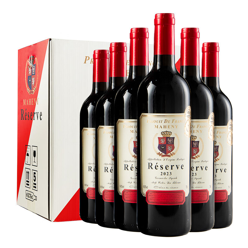 玛轩尼法国进口红酒 AOP珍藏干红葡萄酒 歌海娜西拉750ml*6瓶整箱14.5度