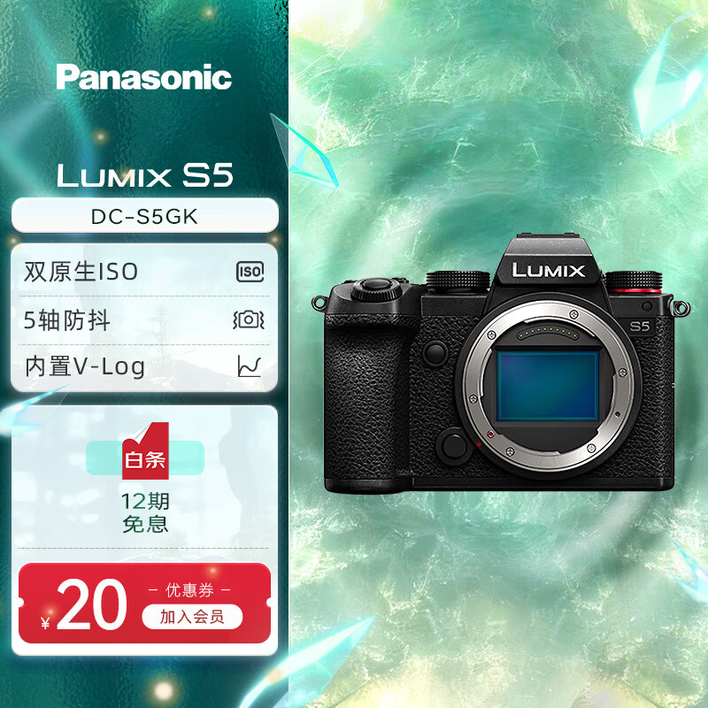 松下LUMIX S5/S5一代 全画幅微单/入门级无反数码照相机L卡口  新手小白入门 拍照利器  轻巧便携 S5单机身丨没有镜头不能拍照