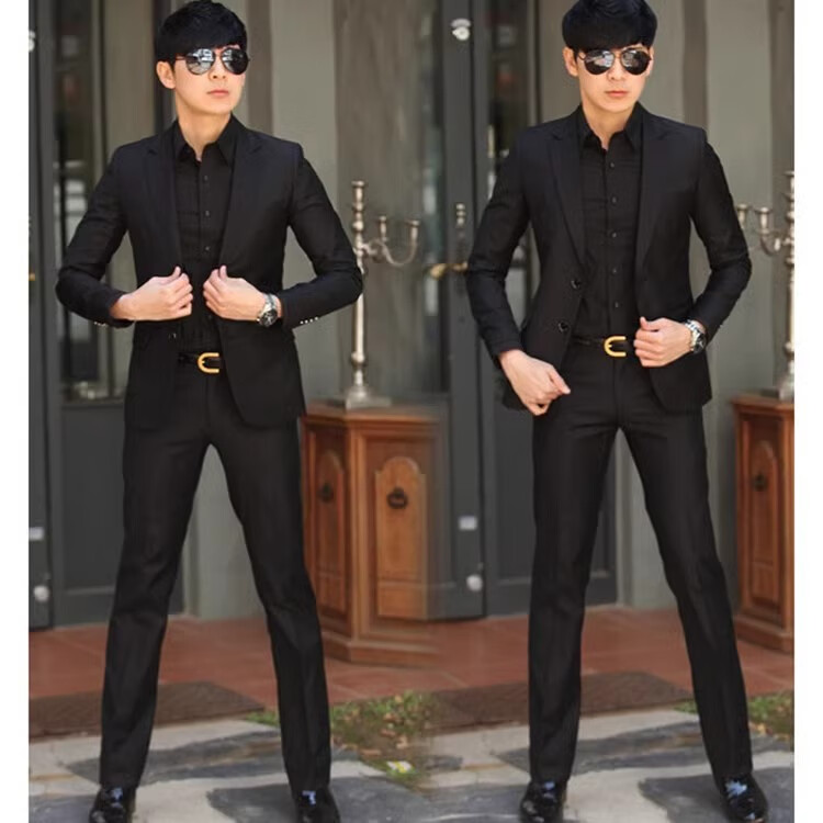 伊尔缘男士职业秋冬加厚西服套装面试正装学生西装修身休闲上班成人礼 外套一件 S 【90-100斤】【质量很好】