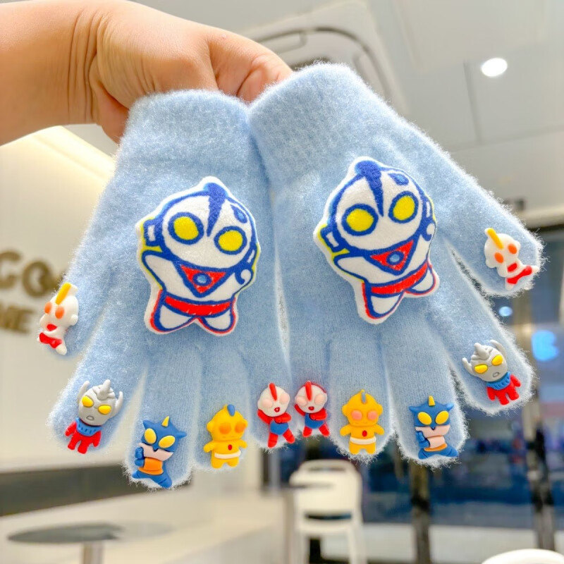 G.duck小黄鸭2025孙悟空儿童手套男宝宝冬季新款卡通分指保暖指套五指男 黑色孙悟空 小童(2-6岁)