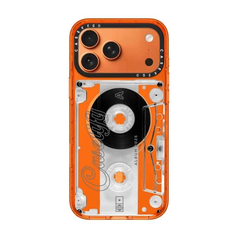 vivo橘色黑色小鬼适用iPhonepromax雏菊笑脸手机壳iPhone16pro/15少女防摔14/13/16磁吸保护套手机壳 磁带时光_橘色亚克力【无磁吸环】 iPhone_17_Pro