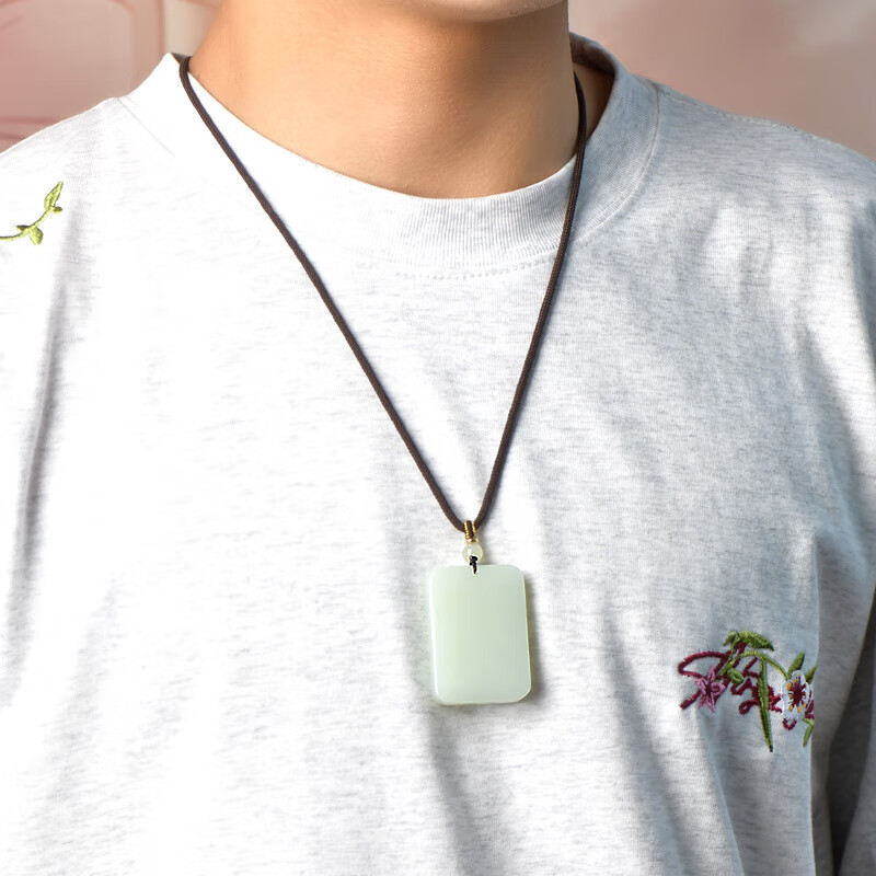 神翠鸟春上新好物和田玉无事牌吊坠平安牌玉坠配绳子 送人生日礼物 款十三 QYM7861i