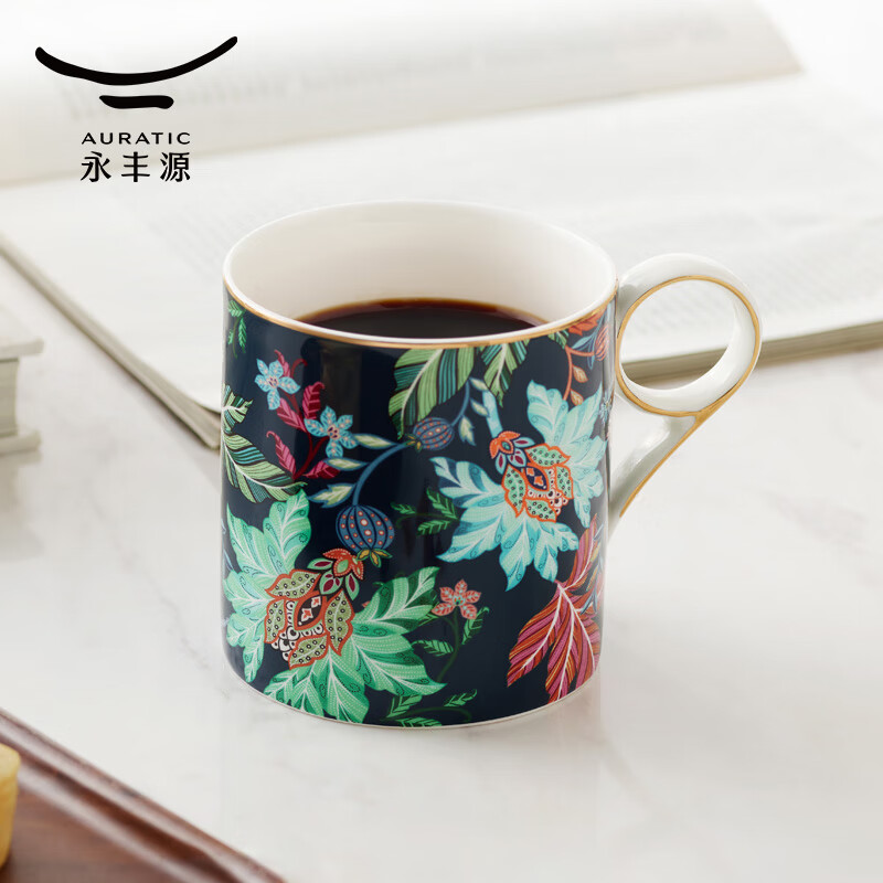 永丰源（auratic）幸福满园350ml马克杯 陶瓷马克杯伴手礼结婚 情侣对杯水杯 礼盒 (单杯-蓝)