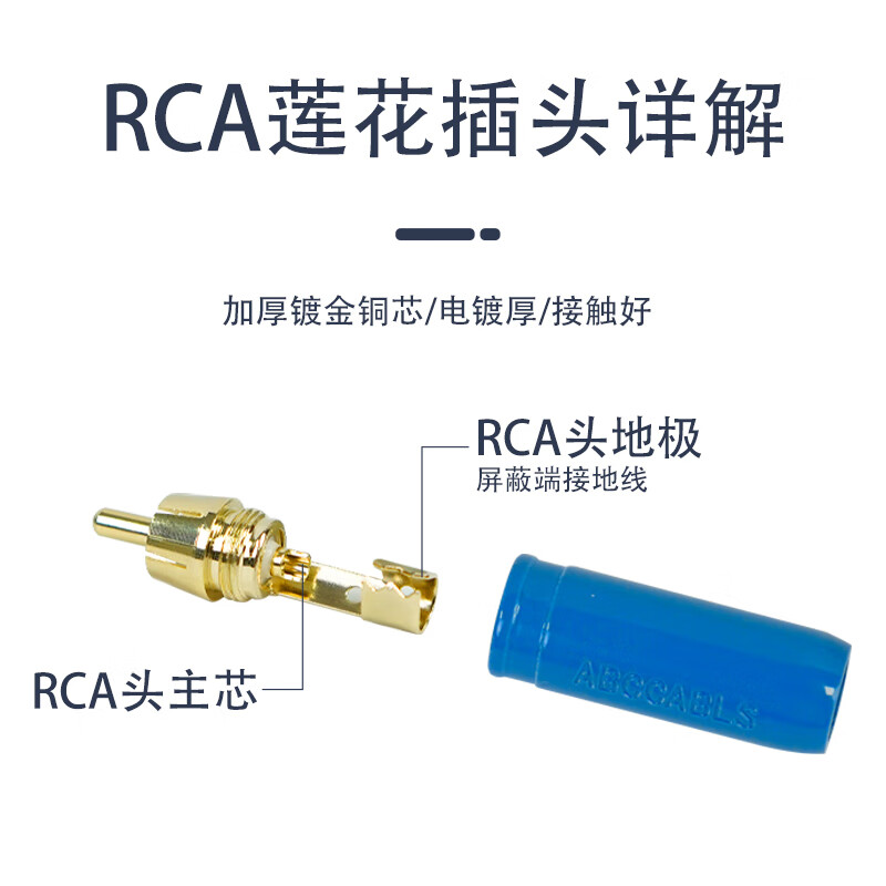 金三湖RCA莲花头 AV公免焊接头RCA插头视频音频头 RCA公头梅花头 莲花插头 蓝色