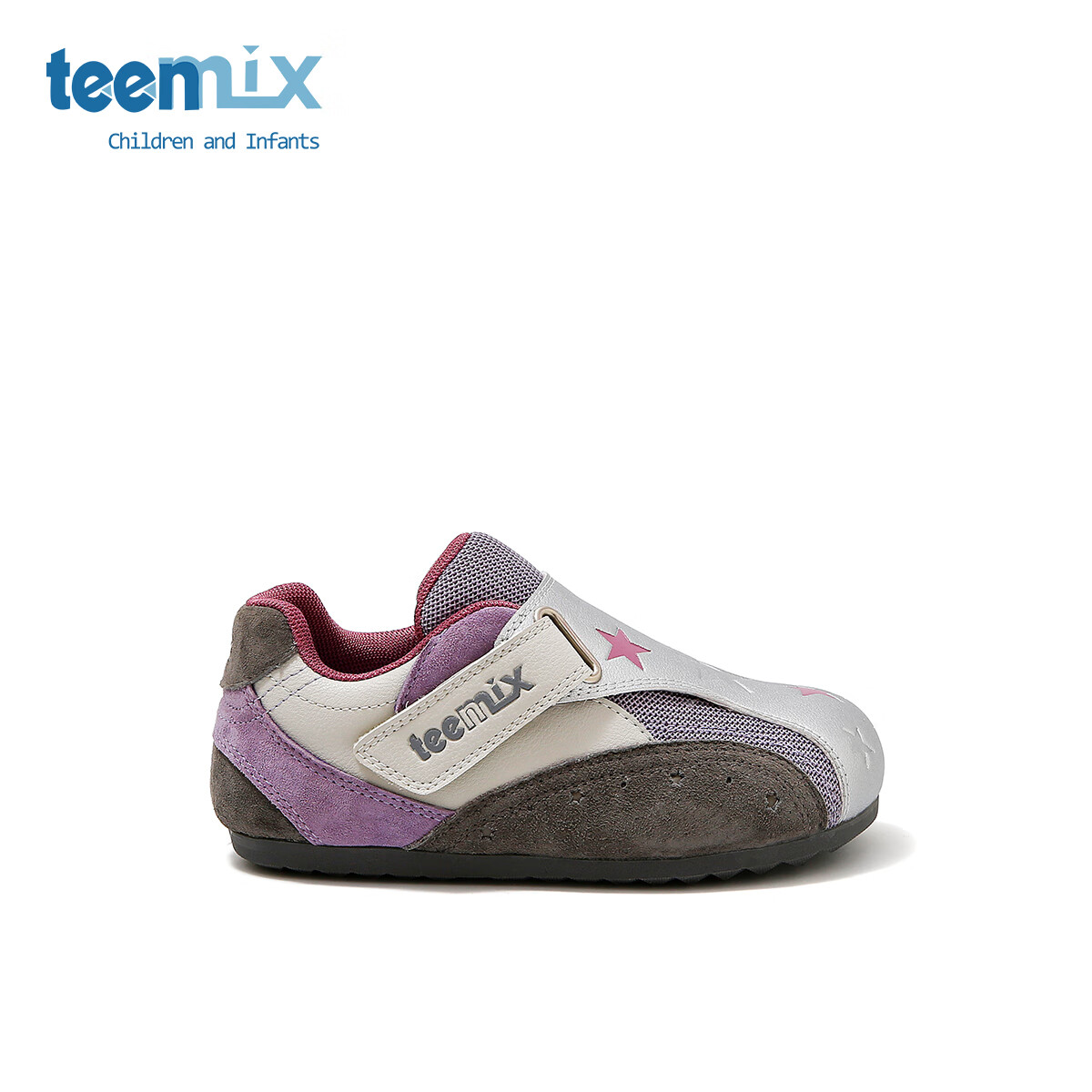 天美意童鞋2025年春秋新款男童女童百搭复古魔术贴休闲单鞋运动鞋 紫色 33