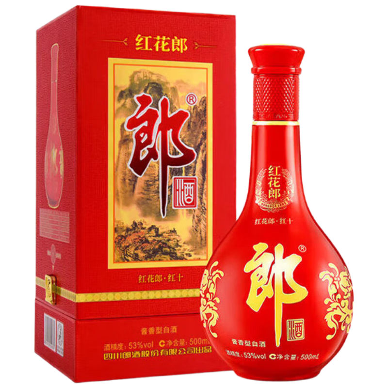 郎酒 红花郎10 白酒 酱酒 53度 500ml*1 单瓶装（新老包装年份随机）
