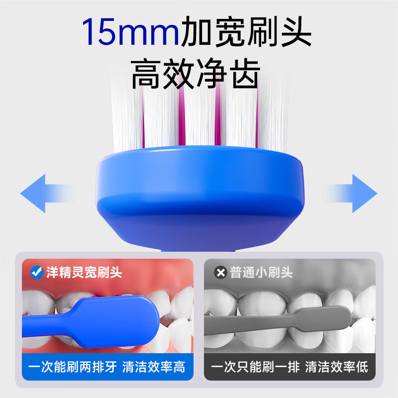 洋精灵儿童牙刷12-15岁青少年护齿口腔软毛中大童小学初中高中生清洁刷 白青色+马卡龙粉2支