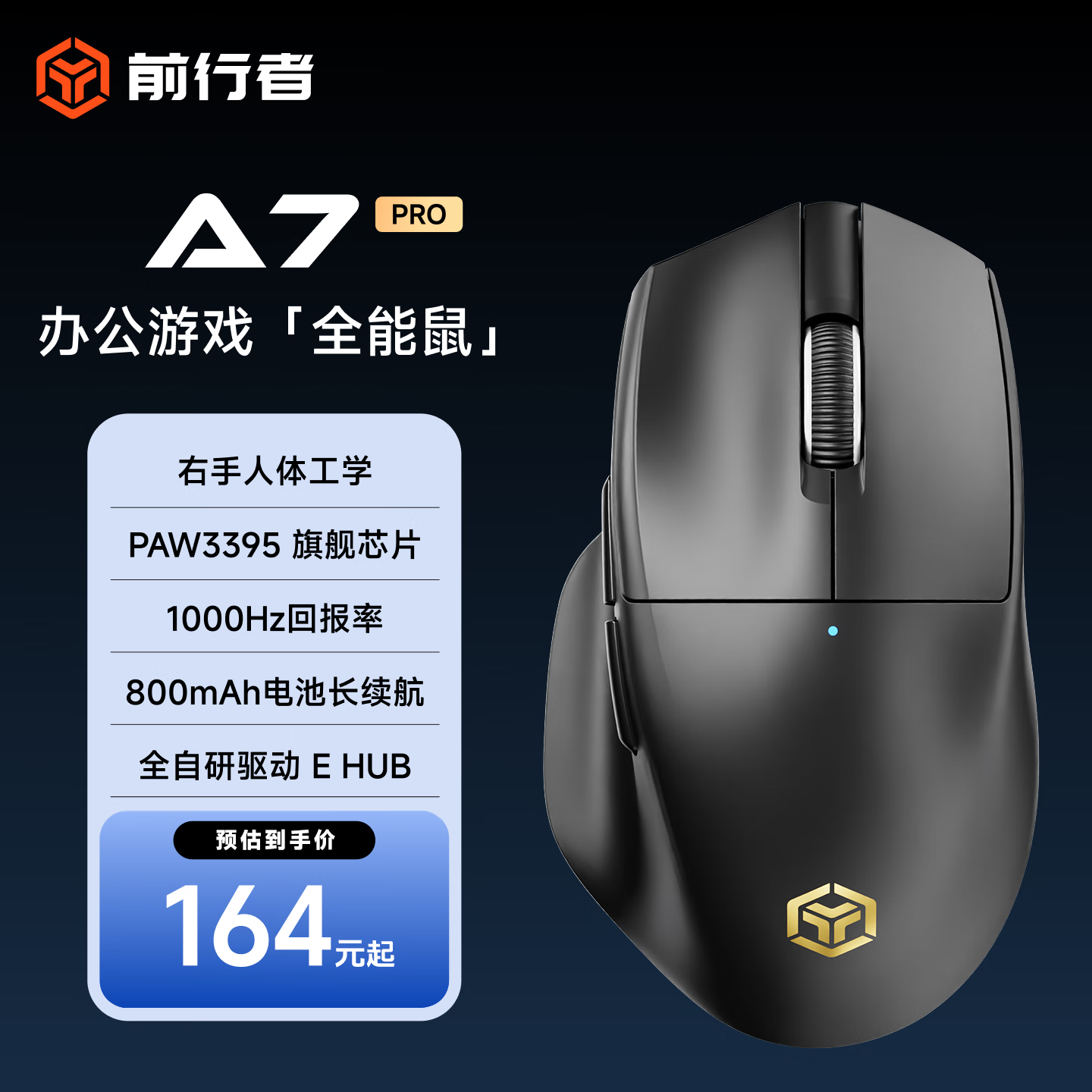 ǰ����A7���������ģ�羺���幤ѧ�����Ϸ�칫PAW3395����/2.4G/�����ʼǱ�̨ʽ�����д���ͨ������ A7Pro��ɫ-PAW3395-800mAh