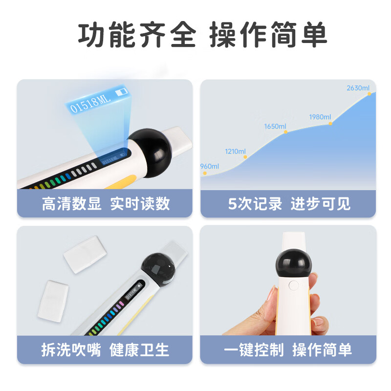 小在意肺活量呼吸训练器儿童锻炼肺部呼吸功能中小学生中考体测测试仪 升级【肺活训练+气息稳定训练】14档自适应阻力调节
