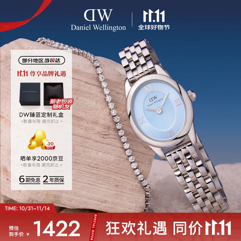丹尼尔惠灵顿（DanielWellington）DW女表沈月同款复古椭圆表盘石英表送女友节日礼物DW00100809