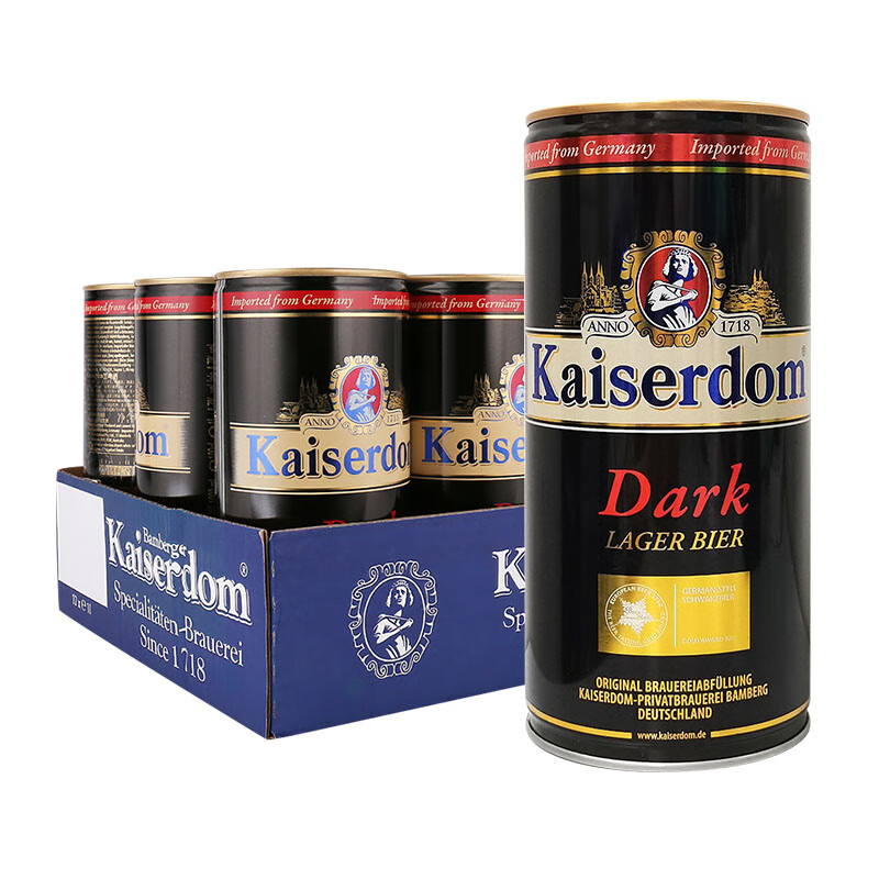 凯撒（kaiserwin）精酿啤酒1L*6罐德国进口凯撒黑啤酒小麦啤酒聚会自饮爆款啤酒特价 凯撒黑啤 1L 6罐 【26年12月到期】