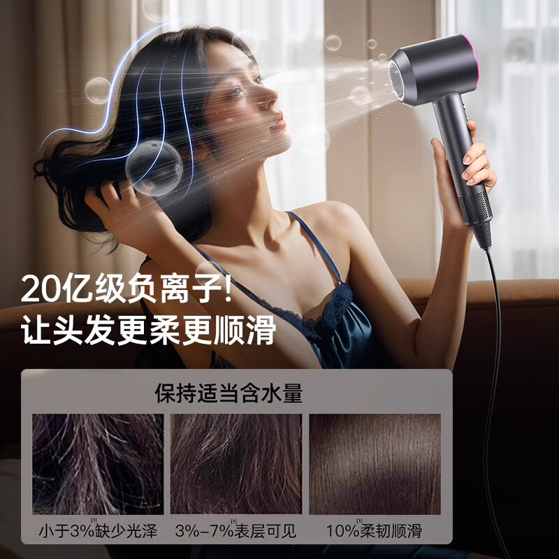 RASW【德国品牌丨45亿负离子护发】吹风机家用静音负离子大功率不伤发恒温吹风筒速干情人节礼物女士 【绅士灰】单风嘴+礼盒 520情人节女生生日礼物实用走心高级感送女友