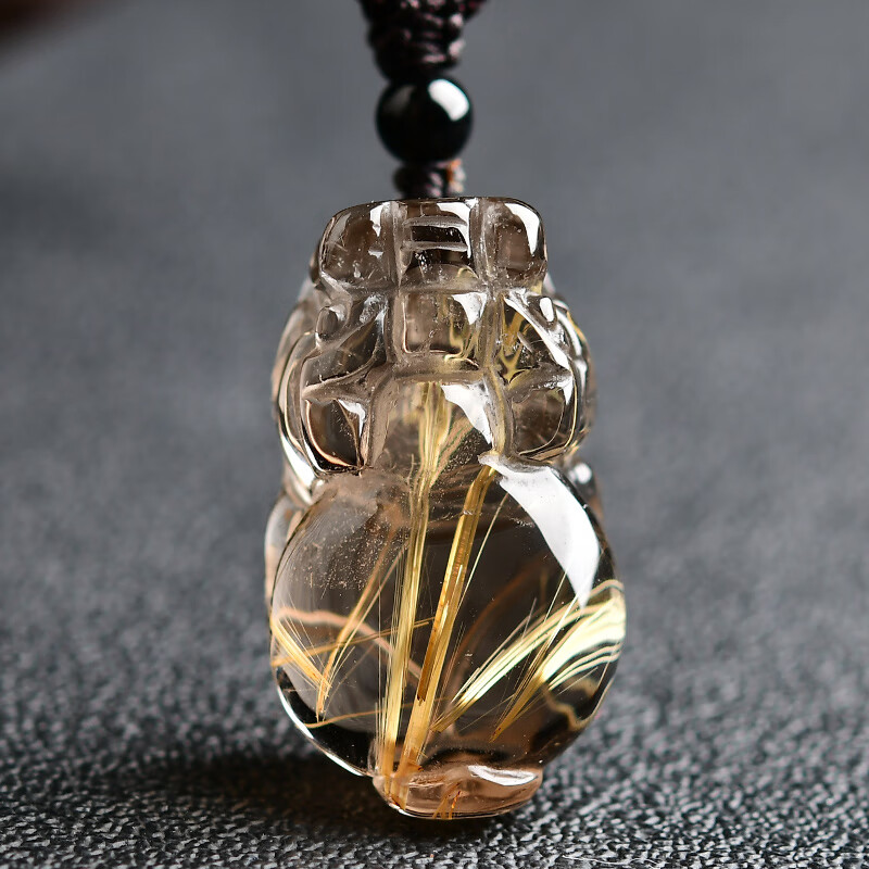 慈灵阁金发晶貔貅吊坠 猫眼钛晶发晶黄水晶皮丘小挂坠男女款项链