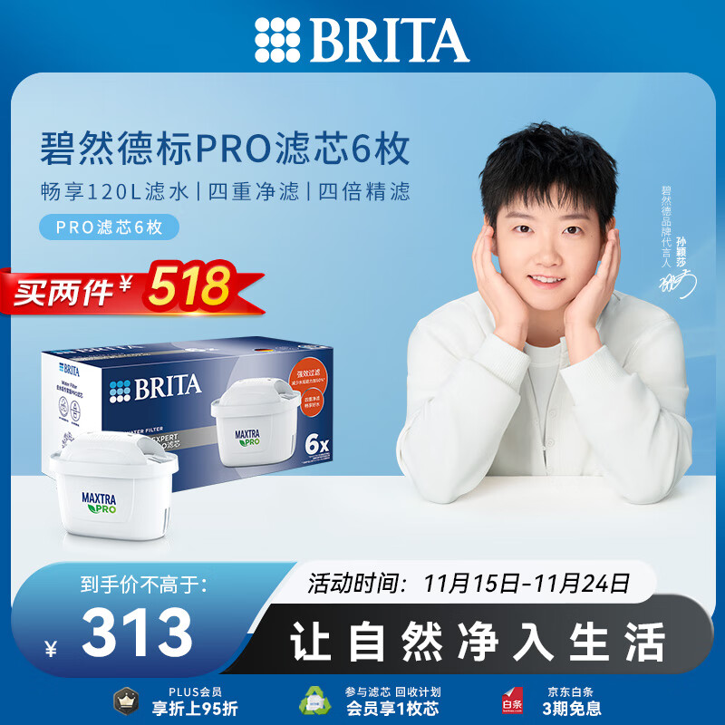 碧然德（BRITA）家用净水壶 滤水壶滤芯 MAXTRA Pro WLE 去水垢专家版PRO滤芯6只装