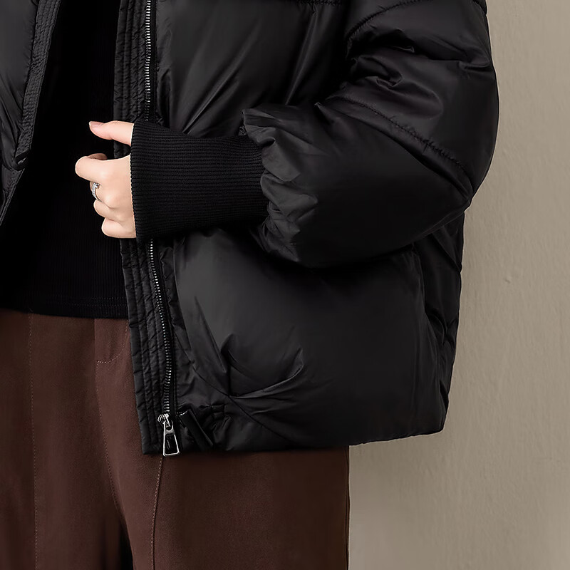 子牧棉麻冬装 女洋气毛领棉服宽松长袖牛角扣棉衣外套上衣6606 咖啡色 S (建议95-115斤)