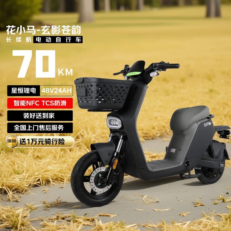 花小马电动自行车【北京9省市京东上牌】M11H48v24ah星恒锂电80KM长续航NFC对置双缸前碟刹TCS 玄影苍韵