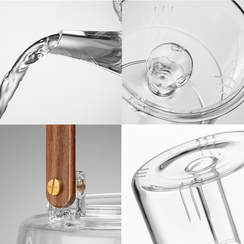 尚明 耐热玻璃家用蒸煮一体茶壶养生带电陶炉煮茶白茶提梁壶烧水茶壶 蒸煮两用壶 800ml