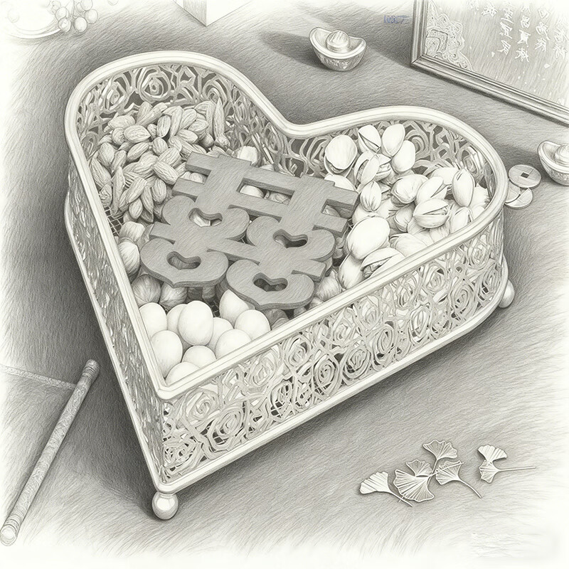 尔思家果盘客厅家用高端精致高颜值干果摆放盘子零食摆放架茶几收纳架子 【心心相印】心形摆盘-大号