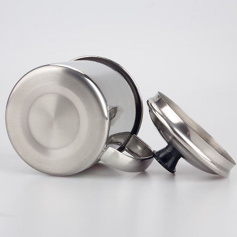 不锈钢茶缸水杯带盖茶杯子带手柄铁杯子成人家用儿l童 9cm带盖 201材质
