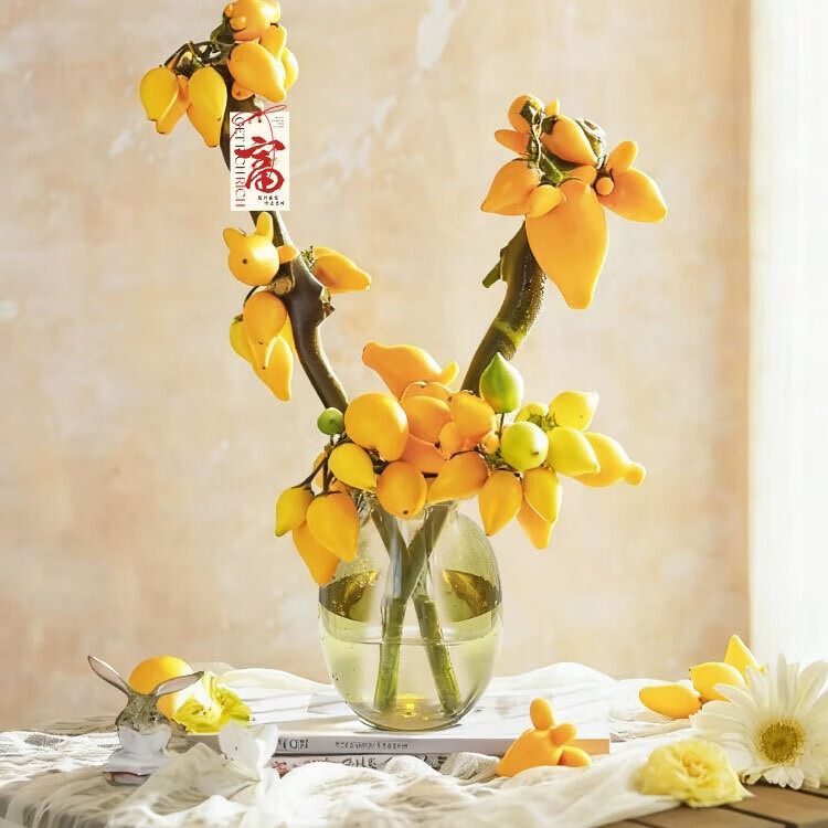 京东鲜花五代果2支60-70cm黄金果鲜切福禄果五指果年宵庆典KA大客户专属