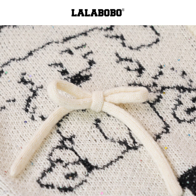 LALABOBO【商场同款】毛织开衫25年秋冬新潮原创针织慵懒风保暖女装外套 米白 M