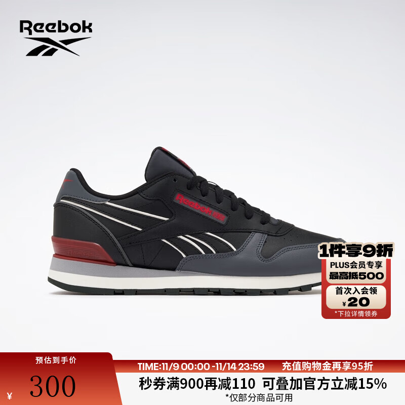 Reebok锐步官方24新品男女款CLASSIC LEATHER CLIP拼色复古休闲运动跑鞋 100074395 42 (27cm),US: 9