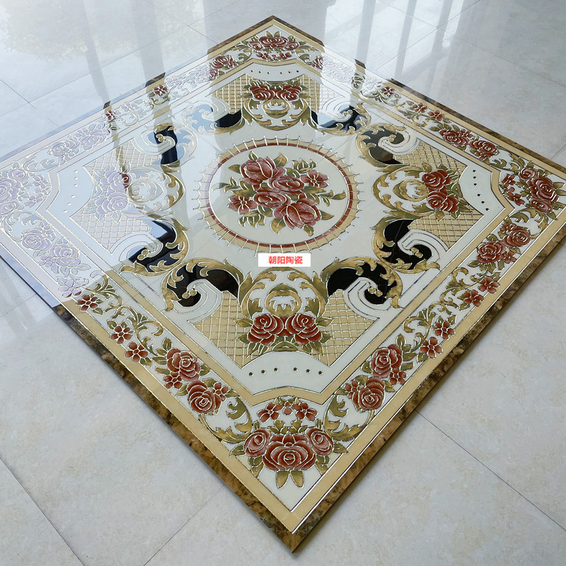 拼花地砖800x800 微晶石抛晶砖客厅餐厅造型拼图入户地拼花瓷砖