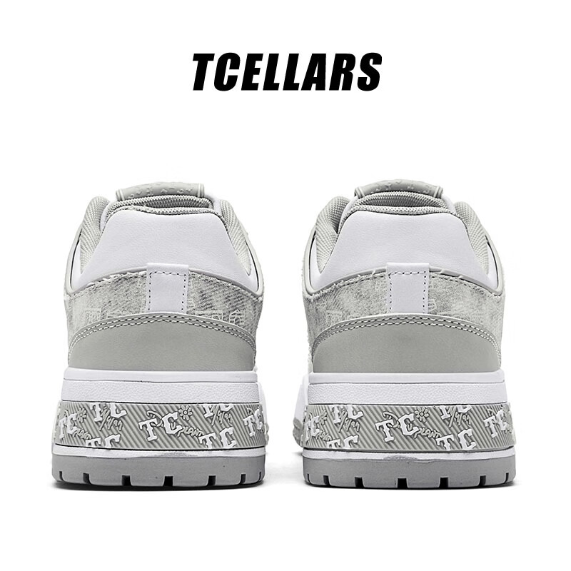 Tcellars板鞋男鞋2025冬季新款轻奢涂鸦潮鞋低帮厚底复古百搭休闲鞋子男款 复古灰（Tpai） 42