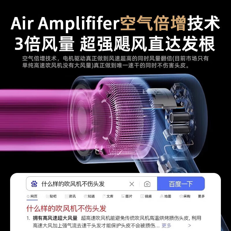 RASW德国品牌吹风机家用静轻音负离子大功率不伤发高速无叶电吹风护发宿舍女士理发店专用静音大风力 【玫瑰红-单风嘴】30亿水润负离子 恒温护发 【智能温控丨强劲风力丨速干丨六重降噪】