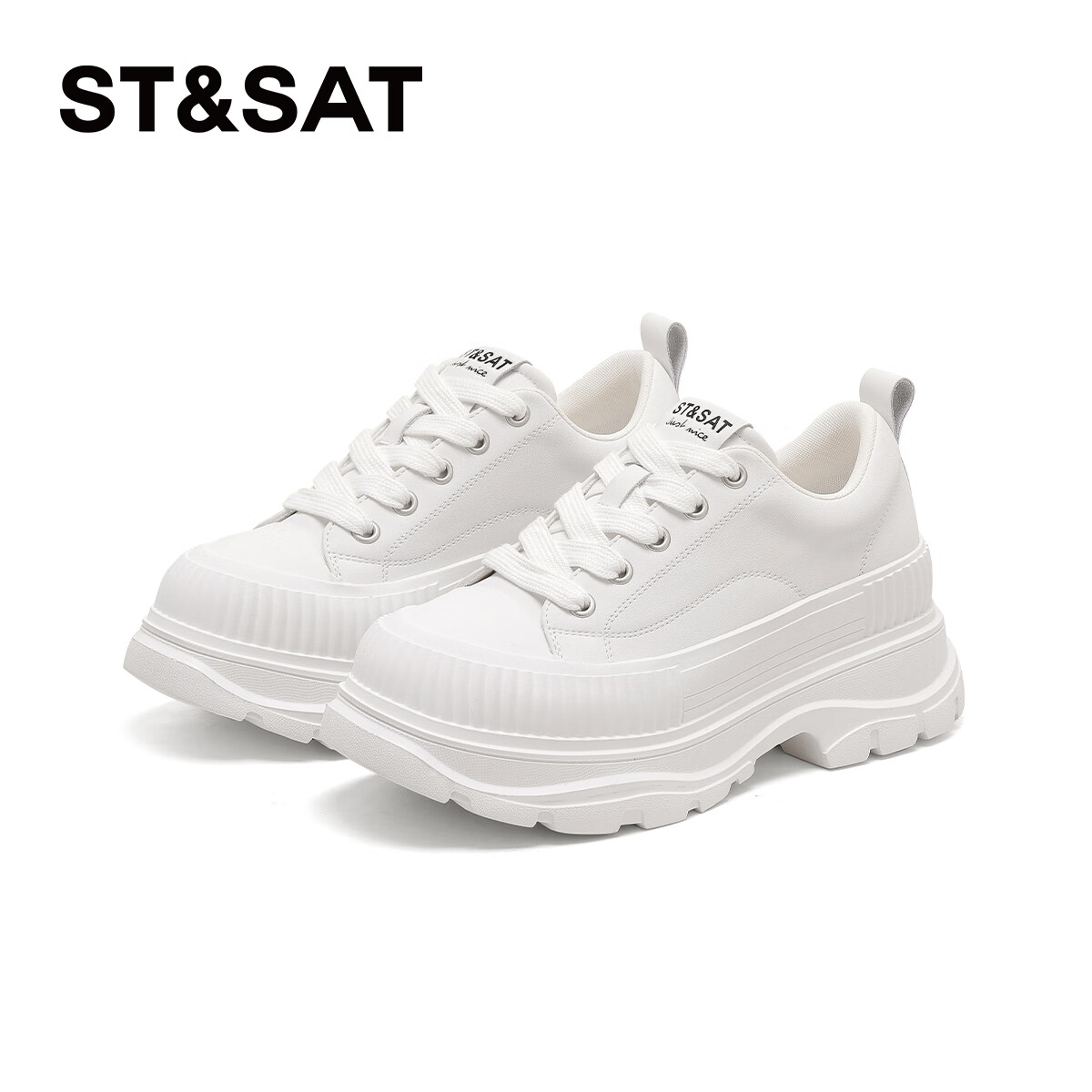 星期六时尚百搭厚底增高运动休闲鞋女2025新款软底舒适透气小白鞋 白色 37