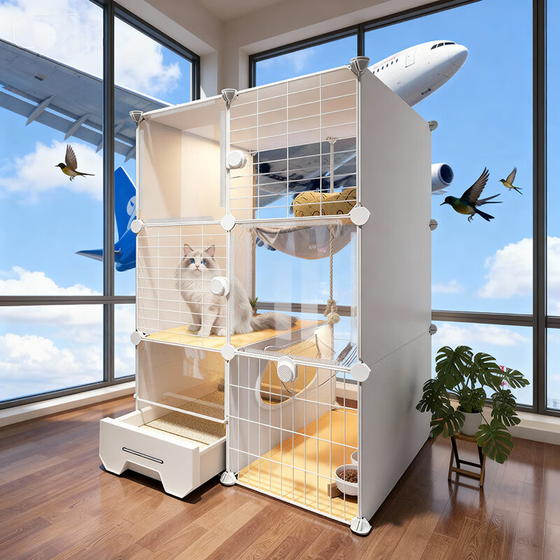 蔻丝猫别墅厕所一体超大空间猫笼子家用室内猫窝四季通用全景猫屋舍