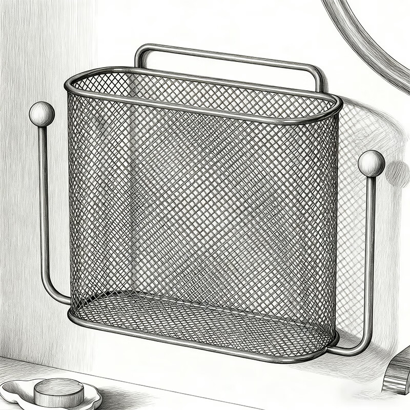 尔思家卫生间置物架浴室免打孔洗漱台墙上梳子架壁挂式洗漱台收纳神器 红色