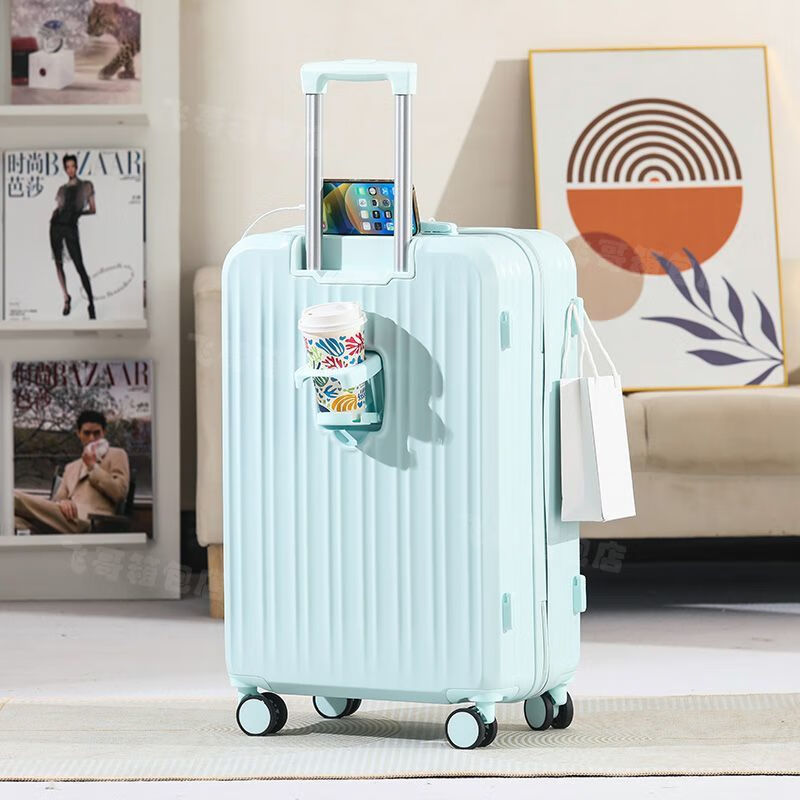 小米宝宝们官旗(MI)新款行李箱女多功能拉杆箱结实耐用密码箱学生旅行箱 谷物白子母箱(旗舰款带杯架USB充电口) 28寸(超大款)