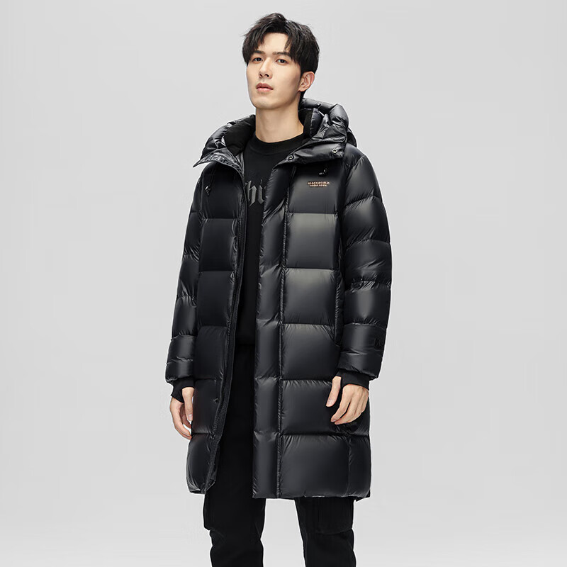 雅鹿【鹅绒泡芙】长款鹅绒羽绒服女冬季连帽加厚极寒男女同款外套 【鹅绒】黑色女款 M /170