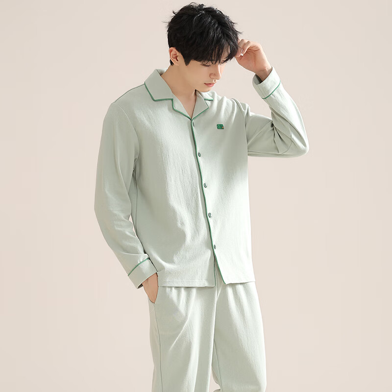 猫人情侣睡衣秋冬季2025新款100%棉男女士长袖简约高级轻奢家居服套装 1号女士家居服套装 100%纯棉 M 【适合80-100斤】