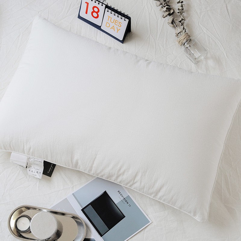 雁皇（yeshon）新款枕头单人弹性护颈枕学生家用枕睡眠枕纯棉枕芯 素白(48*74)