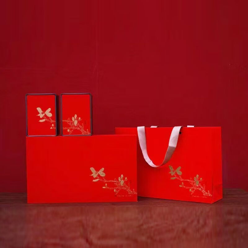 通用半斤装铁观音毛尖大红袍仙毫富硒茶龙井碧螺春空礼盒定制LOGO 岁禧经典（金色）双铁罐礼盒