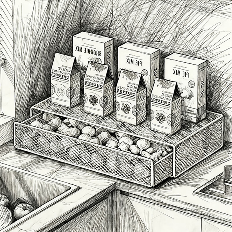 尔思家日本进口厨房置物架抽拉葱姜蒜收纳储物架台面调料储物架收纳神器 白色