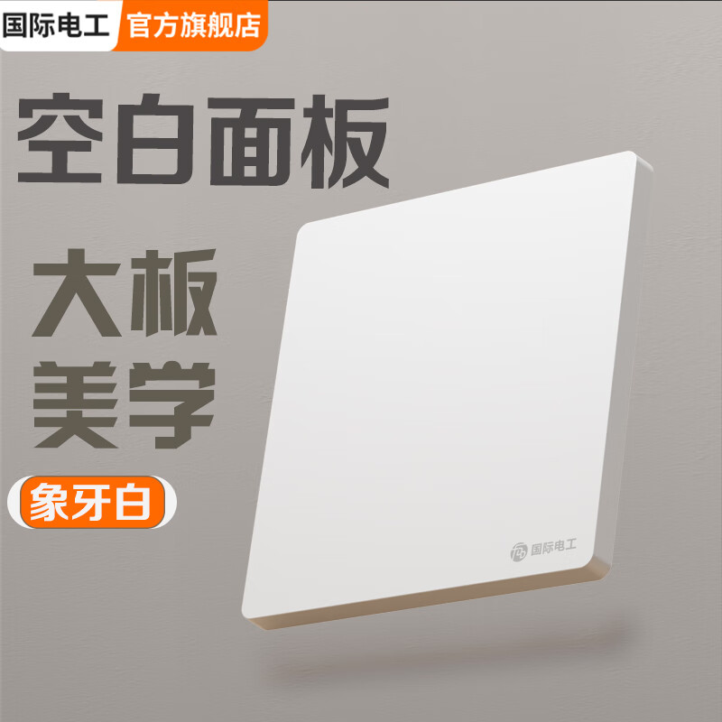 国际电工（FDD）86型大板雅白开关插座时尚美学开关面板大间距插孔多开多控电源 大板雅白-空白面板